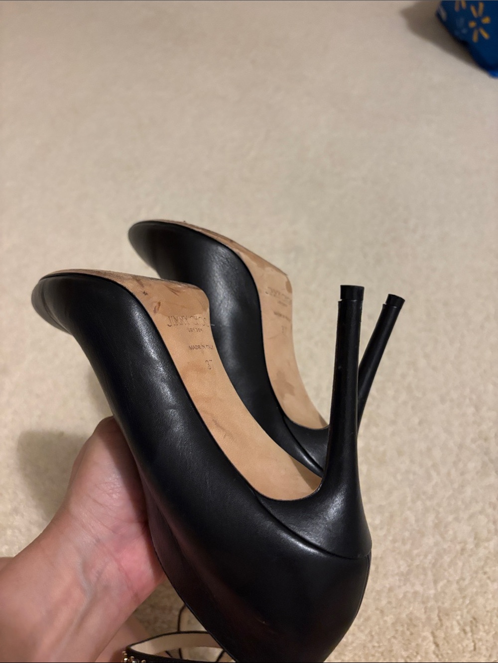 Jimmy Choo Black Leather Lark 100 Heel - Picture 7 of 8